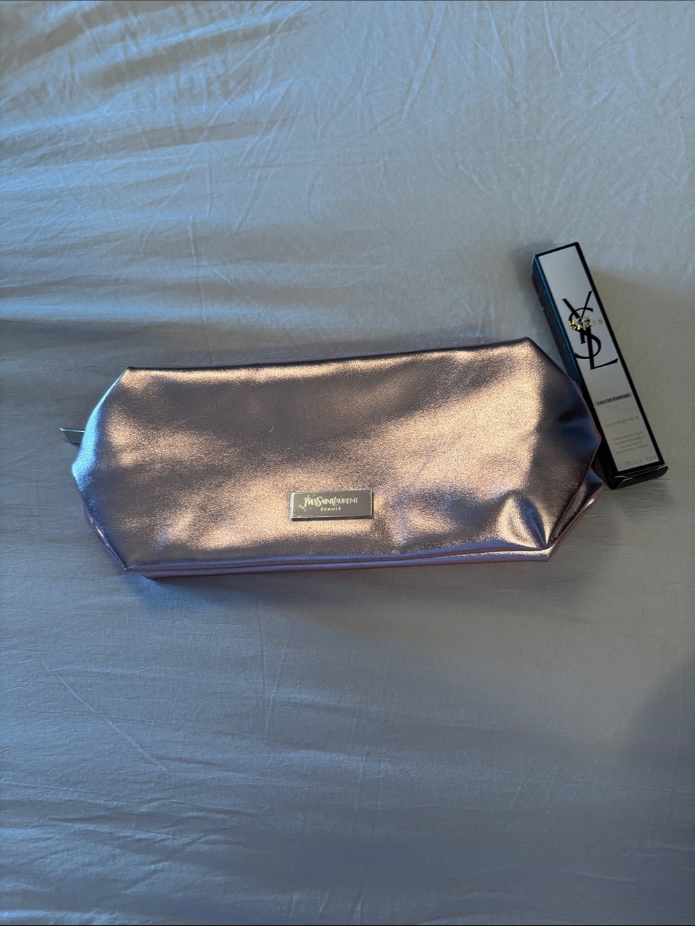 Yves Saint Laurent Metallic Lilac Cosmetic Pouch and Mon Paris Parfum